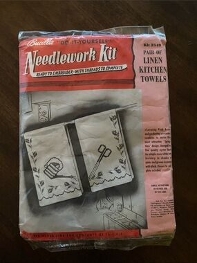 Bucilla • Kitchen Towels • Vintage • Needlework Kit